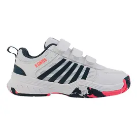 Детские теннисные кроссовки K-Swiss Court Express 2 Strap White/Black/Neon Blaze