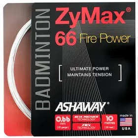 Бадминтонная струна Ashaway ZyMax 66 Fire Power White 0.66 10 метров