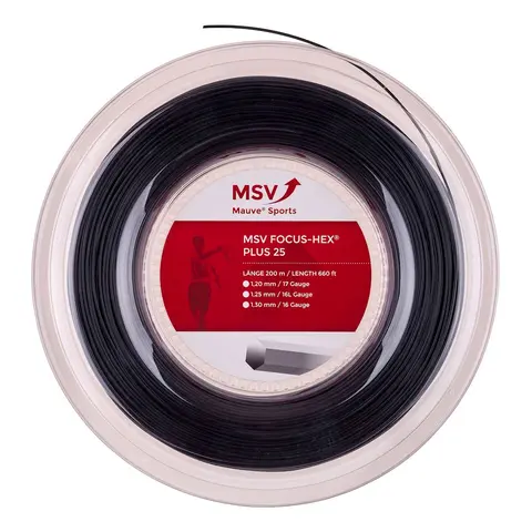 Теннисная струна MSV Focus Hex Plus 25 Black 1.25 200 метров