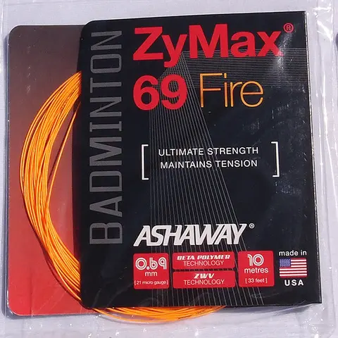 Бадминтонная струна Ashaway ZyMax 69 Fire Orange 0.69 10 метров
