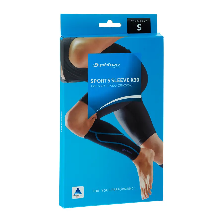 Силовые гетры Phiten Sports Sleeve X30 Black-blue