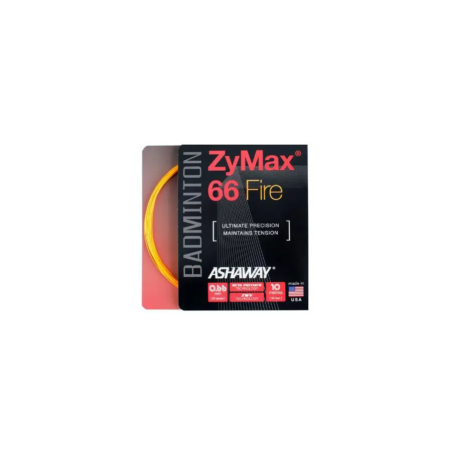 Бадминтонная струна Ashaway ZyMax 66 Fire Orange 0.66 10 метров